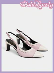 Dola Lovely Women's Solid Color Patchwork Pointed Toe Casual High Heel Pumps - Pink - View 5