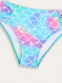 SHEIN Tween Girls' New Fashionable Fish Scale Print Bikini Swimwear Set - Multicolor - View 3
