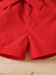 SHEIN 2 件套少女心形与字母印花短袖上衣和短裤