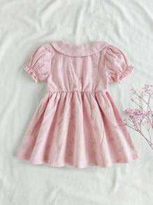 Vintaside Kids 女婴休闲简约花卉印花连衣裙 - 淺粉色 - 查看 2