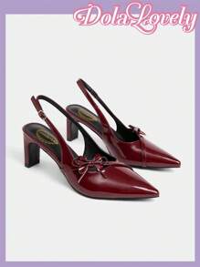 Dola Lovely Fashionable And Elegant Bow Decor Women High Heel Pumps Spring Shoes Spring Break Easter - Burgundy - View 6