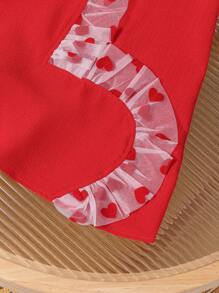 SHEIN Girls' Cute Heart Shaped Creative Original Fashionable Party Dress For Valentine's Day