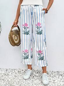 Breezaya Damen lässige gestreifte Druckhose, minimalistisch und modisch für den täglichen Gebrauch