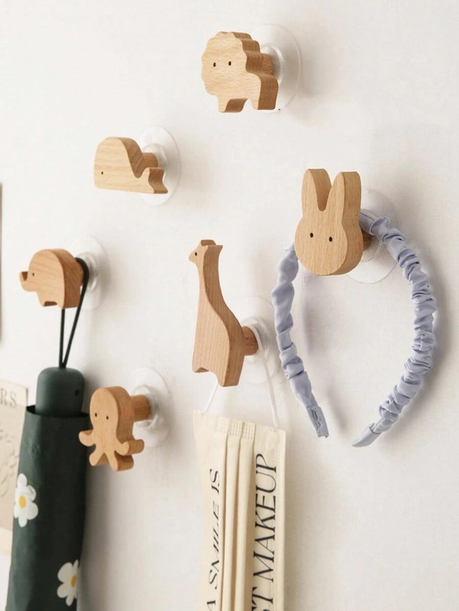 SHEIN 1pc Cute Animal Shaped Wall Hook Home Decor - Brown - View 1