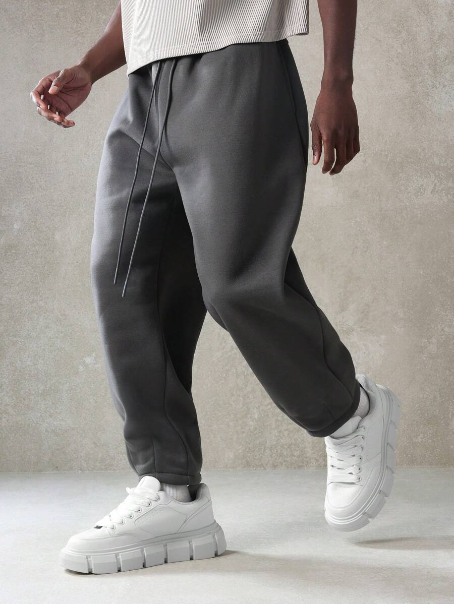 SUMWON Athletic Performance Sweatpants High End Comfort Tapered Jogger Style With Drawstring Fall Winter Casual Sport Bottoms Modern Fit Smooth Soft - Dark Grey - View 1