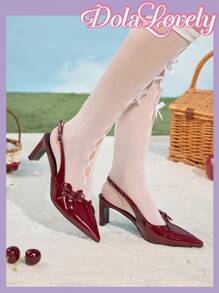 Dola Lovely Fashionable And Elegant Bow Decor Women High Heel Pumps Spring Shoes Spring Break Easter - Burgundy - View 10