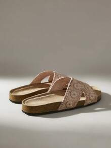 Solecia Sandalias planas de unicolor para mujeres, para uso casual diario