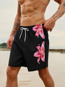Manfinity VDAYZ Men's Casual Floral Print Beach Shorts,Hawaiian