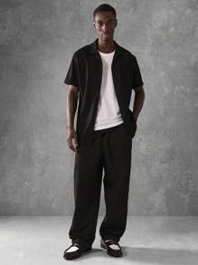 SUMWON Lockere Passform Popelin Hose, lässig-geschäftlich, leicht, entspannend, Büroarbeit, professionelle Kleidung, Komfort Taille, ganzjährig tragbare Hose