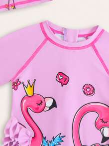 Newborn Girls One-Piece Swimsuit With Placement Print - Multicolor - View 3