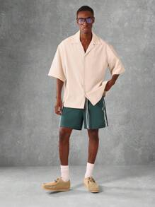 SUMWON Athletic Performance Nylon Shorts With Side Stripes, Drawstring Waist, Moisture-Wicking Training Workout Running Basketball Gym Active Wear Summer Sports Apparel - Green - View 4