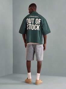 SUMWON Modern Streetwear Statement Boxy Button-Up Shirt With Lifestyle Message Print Oversized Casual Short Sleeve Contemporary Urban Fashion Summer Fall