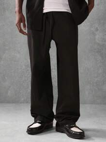 SUMWON Lockere Passform Popelin Hose, lässig-geschäftlich, leicht, entspannend, Büroarbeit, professionelle Kleidung, Komfort Taille, ganzjährig tragbare Hose