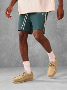 SUMWON Athletic Performance Nylon Shorts With Side Stripes, Drawstring Waist, Moisture-Wicking Training Workout Running Basketball Gym Active Wear Summer Sports Apparel - Green - View 3