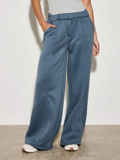 AiiRZ Designer Tailored Wide Leg Sweatpants Lounge Pants Sporty Casual Athleisure Comfort Elastic Waist Athletic Pants Fall Winter Cozy Streetwear Jogger Bottom