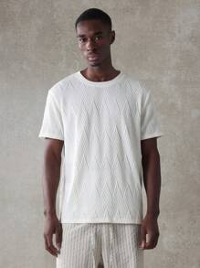 SUMWON Leistungstextiles Jersey T-Shirt, Athletisch Slim Fit Zickzackmuster, Workout Training Sport Lässig, atmungsaktiv, Sommer Mode Streetwear, modernes Grundstück