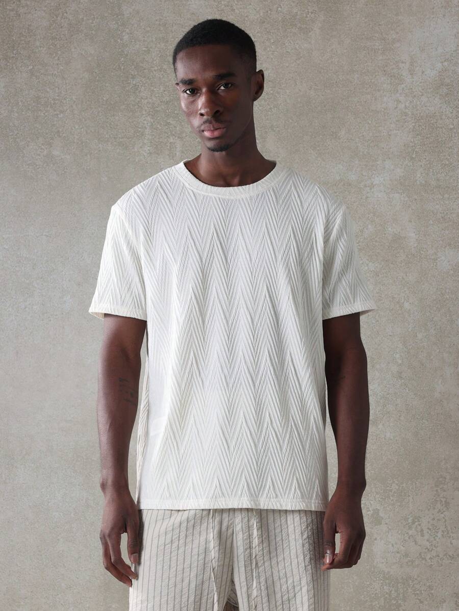 SUMWON Leistungstextiles Jersey T-Shirt, Athletisch Slim Fit Zickzackmuster, Workout Training Sport Lässig, atmungsaktiv, Sommer Mode Streetwear, modernes Grundstück