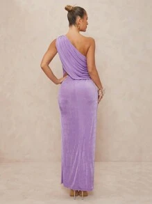 Lumalex 1 pieza Vestido ajustado con detalle de pliegues y decoración metálica para mujer