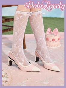 Dola Lovely Women's Solid Color Patchwork Pointed Toe Casual High Heel Pumps - Pink - View 9