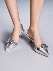 CUCCOO GRLICON Women's Y2K Punk Style High Heel Pumps, Suitable For Motorcycle, Cool Girl, Halloween, Christmas, Party Outfits - Silver - View 5