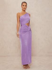Lumalex 1 pieza Vestido ajustado con detalle de pliegues y decoración metálica para mujer