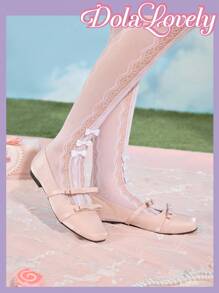 Dola Lovely Women Plus Size Elegant And Sweet Blue Satin Criss-Cross Metal Buckle Ballet Flats, New Arrival Spring