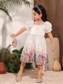 Young Girl Casual Simple Fashion Daily Dress - Multicolor - View 5