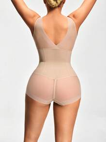 SHAPORA Women's Minimalist Solid Color Breathable Jumpsuit - Apricot - View 2