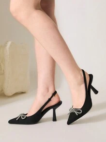 CUCCOO CHICEST Fashion Women Pearl Bow Design Comfortable Versatile Lolita High Heel Pumps - Black - View 10