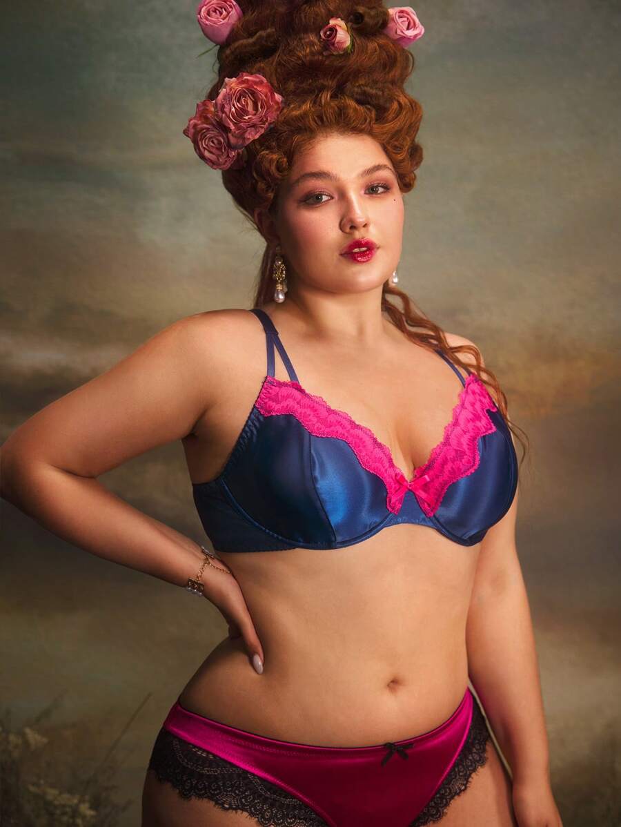 PinupPomp Ren, Pongee, Ghép nối, Màu tương phản, Cổ điển, Phong cách cung điện, Có gọng, Nâng ngực, Áo ngực Bralette & Áo ngực không gọng cỡ lớn - Nhiều màu - Xem 1