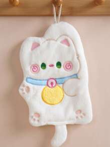 1pc Cute Cartoon Cat Hanging Kitchen And Bathroom Towels, Towels, Children's Hand Wiping Cloth, Cloth Home Bathroom Decor Summer