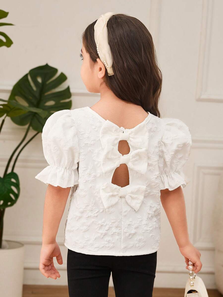 SHEIN Young Girls' Solid Color Short Sleeve Simple Fashion Casual Blouse - Multicolor - View 1