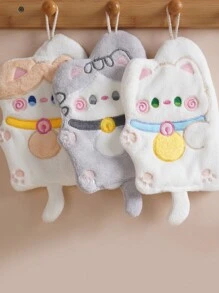 1pc Cute Cartoon Cat Hanging Kitchen And Bathroom Towels, Towels, Children's Hand Wiping Cloth, Cloth Home Bathroom Decor Summer