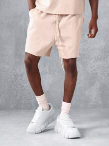 SUMWON Conjunto deportivo co-ord con camiseta corta oversize a juego con pantalones cortos de tiro caído con textura estriada, ropa informal, entrenamiento, urban streetwear, conjunto casual de verano