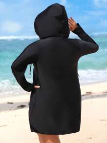 大码女式基本款长袖布基尼，适合夏季海滩度假