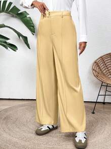 SHEIN Clasi Pantalones de traje informal de caqui para mujer para el trabajo - Azul - Ver 3