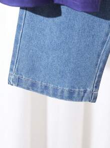 SHEIN 男童波尔卡圆点印花马球领短袖上衣和裤子休闲套装 - 彩色 - 查看 4