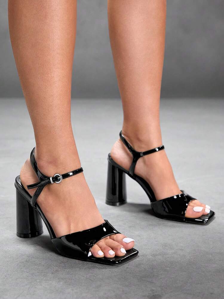 CUCCOO SZL Women's Pointed Toe Chunky High Heel Single Strap Black Sexy Fashion High Heels, For Stylish Girls Night Out, Street Style, Dating, Party, Summer Outfit Spring Shoes Spring Break Easter Prom Heels