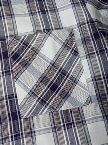 SHEIN Casuvi Kids 2 件套青少年男孩格子短袖双面衬衫和直腿休闲夏季长裤 - 彩色 - 查看 7