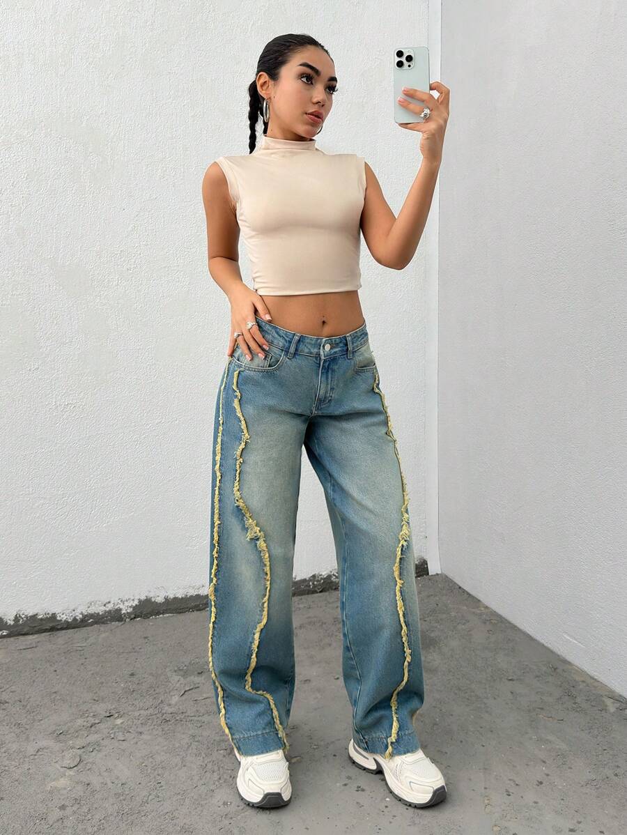 RueChic WOMEN STRAIGHT LOW WAIST JEANS