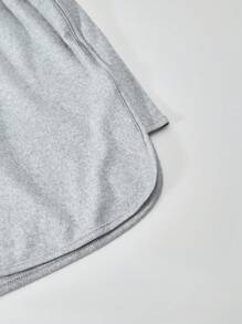 SHEIN Explorewe 2pcs Girls' Casual Stylish School/Commute Minimalist Comfortable Outdoor Drop Shoulder T-Shirt & Shorts Set, Summer New Fashion Color Block Numeric Print - Multicolor - View 3