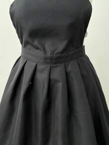 Sunspun Vestido plisado con tiras cruzadas en la espalda para talla grande, para el verano - Negro - Ver 3