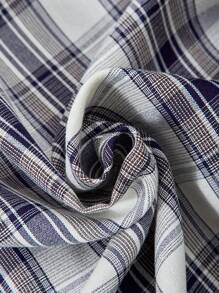 SHEIN Casuvi Kids 2 件套青少年男孩格子短袖双面衬衫和直腿休闲夏季长裤 - 彩色 - 查看 8