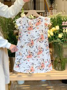 LMoss Kids LMoss Young Girl Ditsy Floral Fitted Round Neck Woven Dress