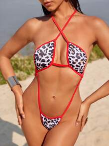 Swim SXY Bộ đồ bơi một mảnh hở lưng họa tiết da báo gợi cảm dành cho nữ, dành cho kỳ nghỉ hè ở bãi biển - Nhiều màu - Xem 3