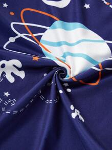 4 件套男童宇航员印花紧身睡衣套装 - 长袖上衣和裤子，休闲与时尚 - 彩色 - 查看 8