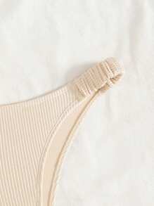 Swim Mod Women's Solid Color Ribbed Bikini Bottom For Vacation, For Summer Beach - Brown - View 3