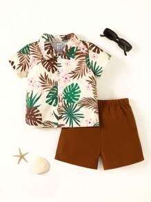 Baby Boys Printed Shirt And Shorts 2 Pieces Set, Spring And Summer - Multicolor - View 1