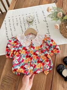 LMoss Kids LMoss 年轻女孩雪纺碎花彼得潘领休闲衬衫