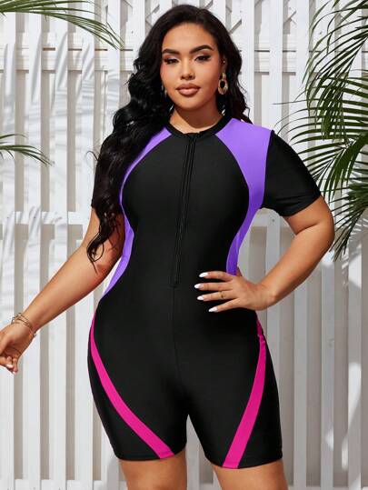 Swim Lushoire 1pc Plus Size One-Piece Swimsuit, Casual & Stylish For Everyday Wear For Summer Beach Vacation
